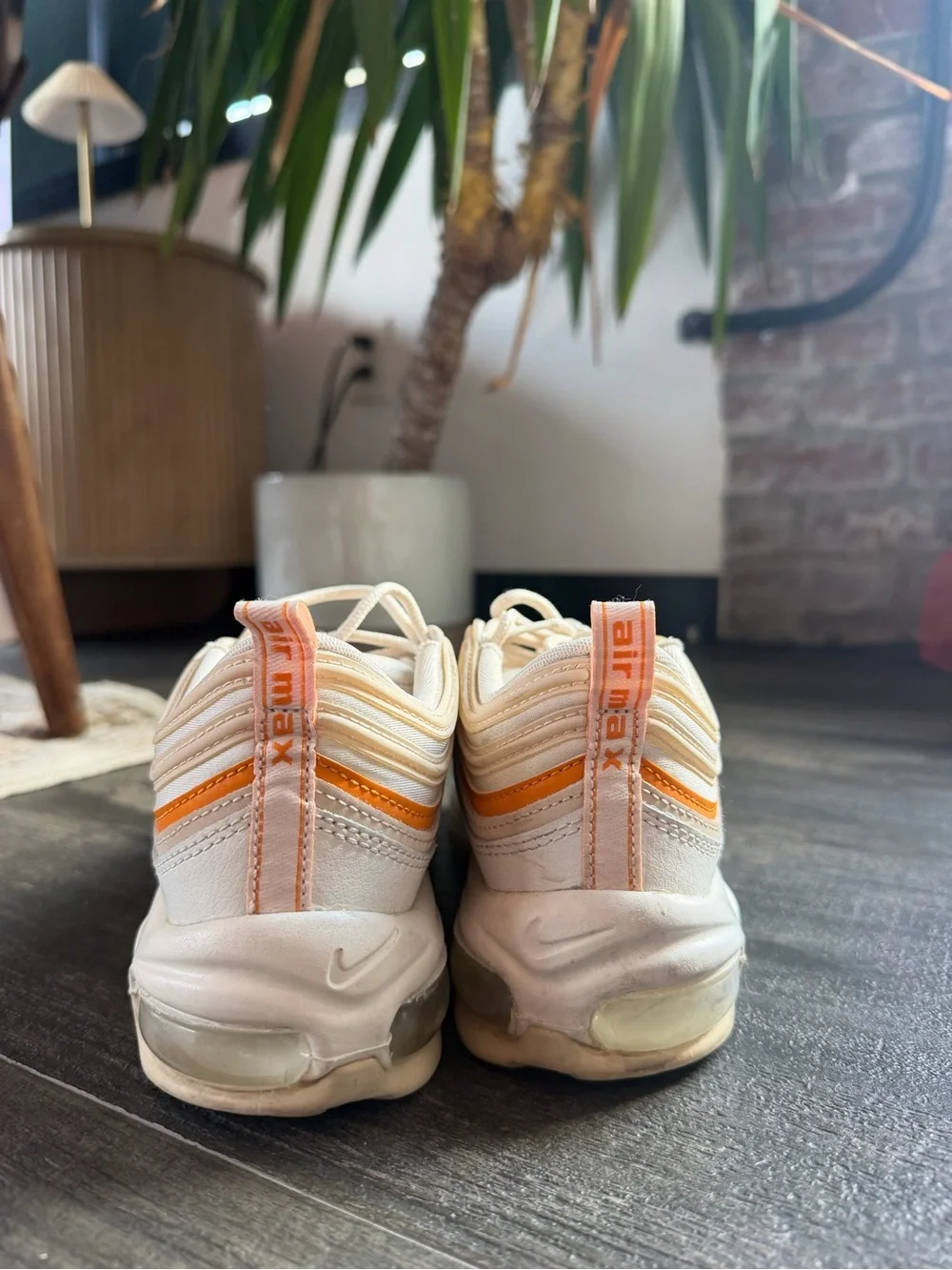 Nike Woman’s White Sneakers with Orange Accents